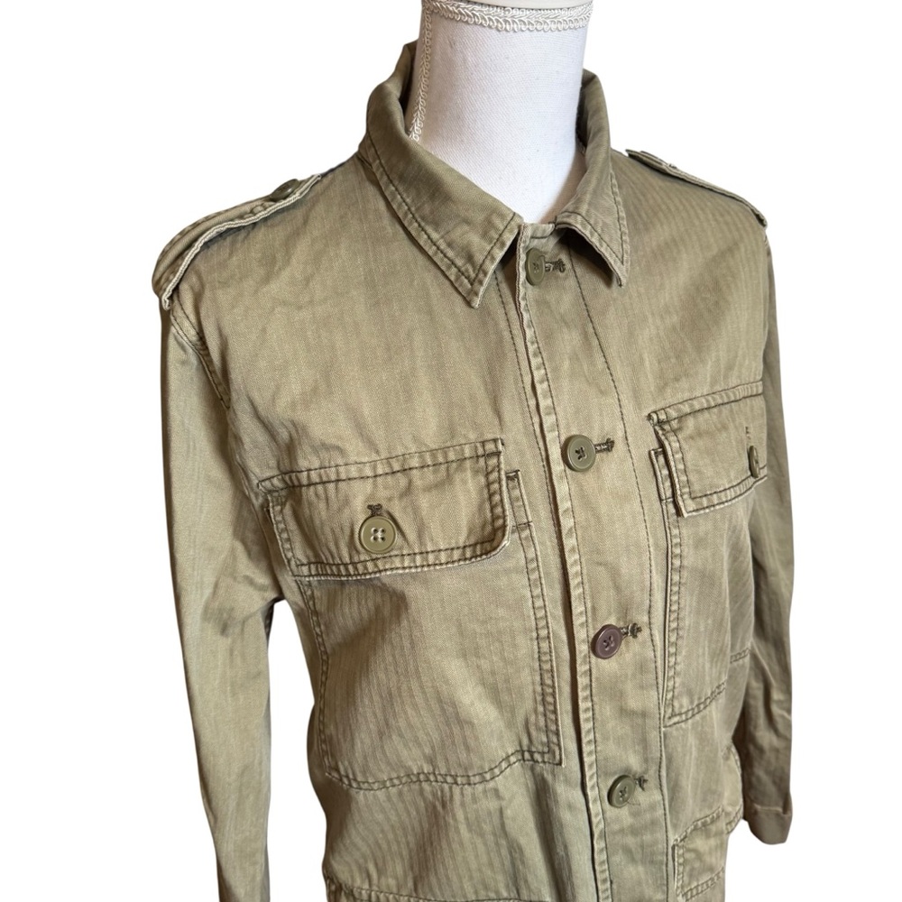 Daughters of‎ the Liberation Anthropologie Military Jacket Knit Aztec Back Small - Picture 3 of 7